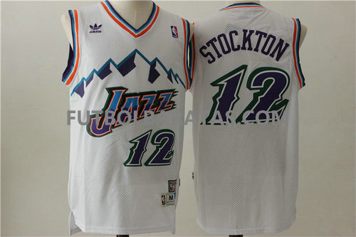 camisetas Stockton 12 utah jazz clasico 2017 blanco