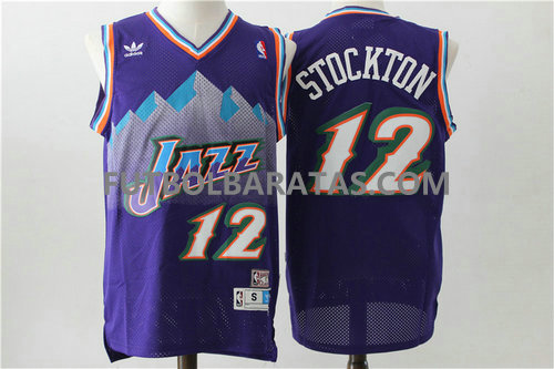 camisetas Stockton 12 utah jazz clasico 2017 purpura