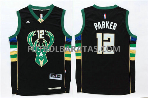 camisetas baloncesto numero 12 Parker milwaukee bucks 2017 negro