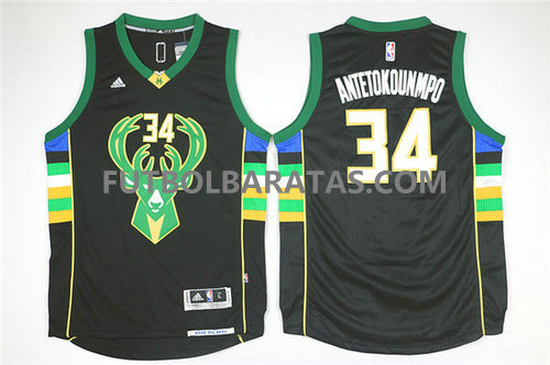 camisetas baloncesto numero 34 Antetokounmpo milwaukee bucks 2017 negro