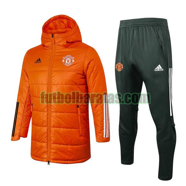 chandal algodon manchester united 2020 2021 naranja conjunto