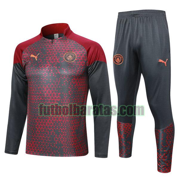 chandal manchester city 2023 2024 rojo gris conjunto