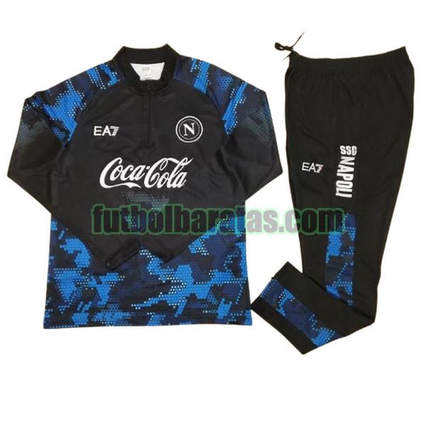 chandal napoli 2024 2025 negro azul half zipper conjunto
