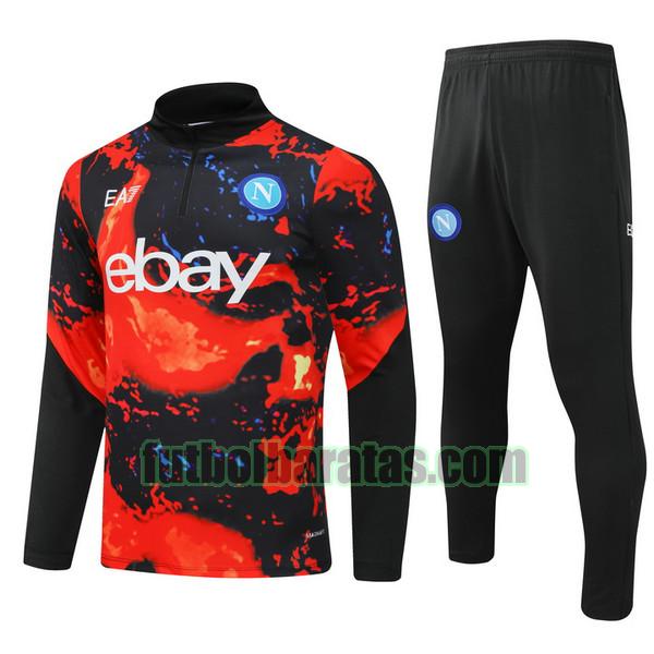 chandal napoli 2024 2025 negro rojo half zipper conjunto