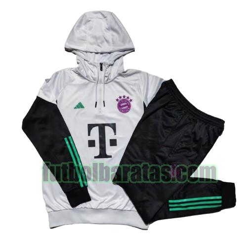 chandal niño bayern munich 2023 2024 hooded blanco negro conjunto