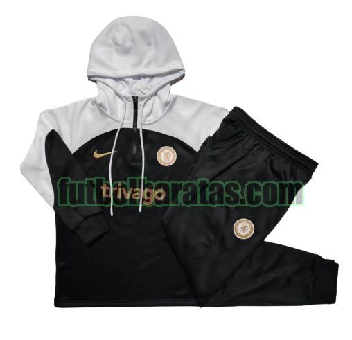 chandal niño chelsea 2023 2024 hooded negro blanco conjunto