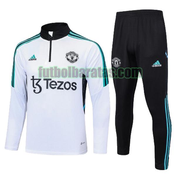 chandal niño manchester united 2023 24 blanco negro conjunto