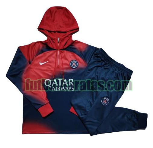 chandal niño paris saint germain 2023 2024 hooded azul rojo conjunto