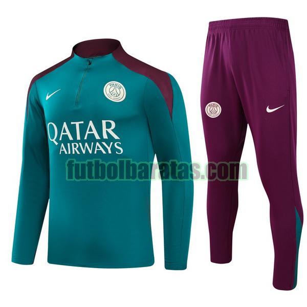 chandal niño paris saint germain 2024 2025 verde half zipper conjunto