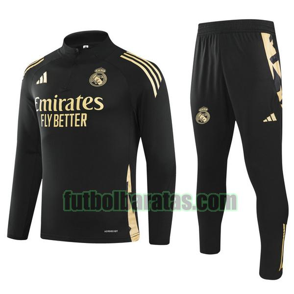 chandal niño real madrid 24 25 negro half zipper conjunto