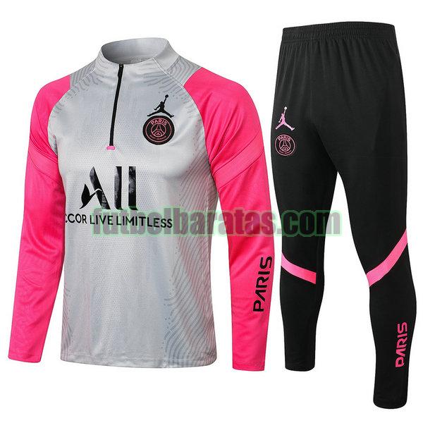 chandal paris saint germain 2021 2022 gris rosa conjunto