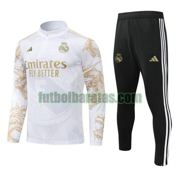 chandal real madrid 24 25 blanco half zipper conjunto