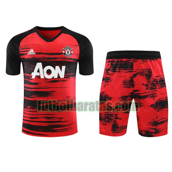 entrenamiento manchester united 2021 rojo negro conjunto