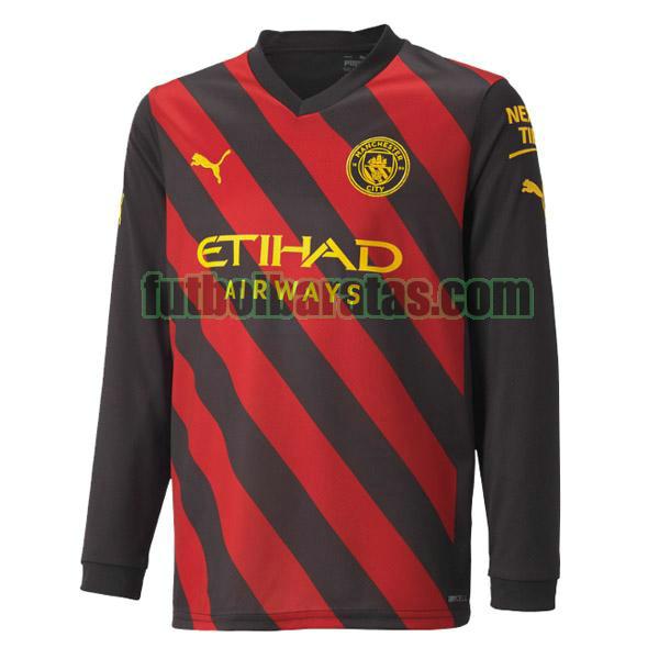 ml camiseta manchester city 2022 2023 negro rojo segunda