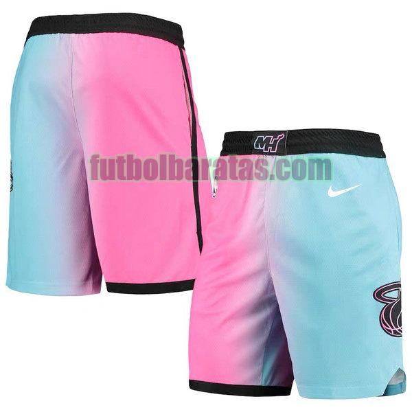 pantalones cortos baloncesto 2021 miami heat rosado azul hombre