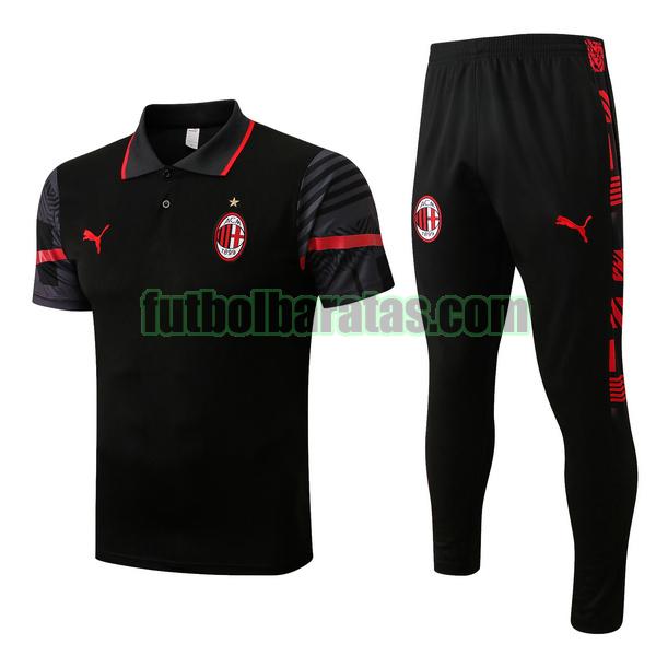 polo ac milan 2022 2023 negro conjunto