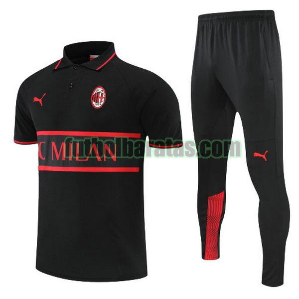 polo ac milan 2022 negro rojo conjunto