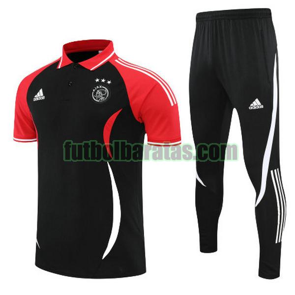 polo ajax 2022 negro rojo conjunto