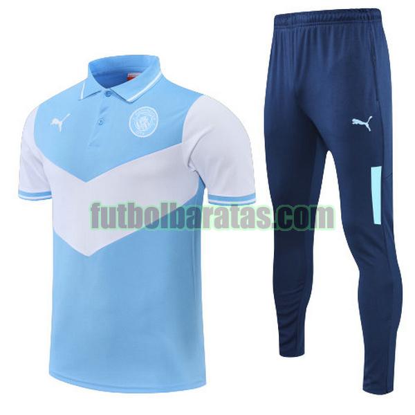 polo manchester city 2022 azul blanco conjunto