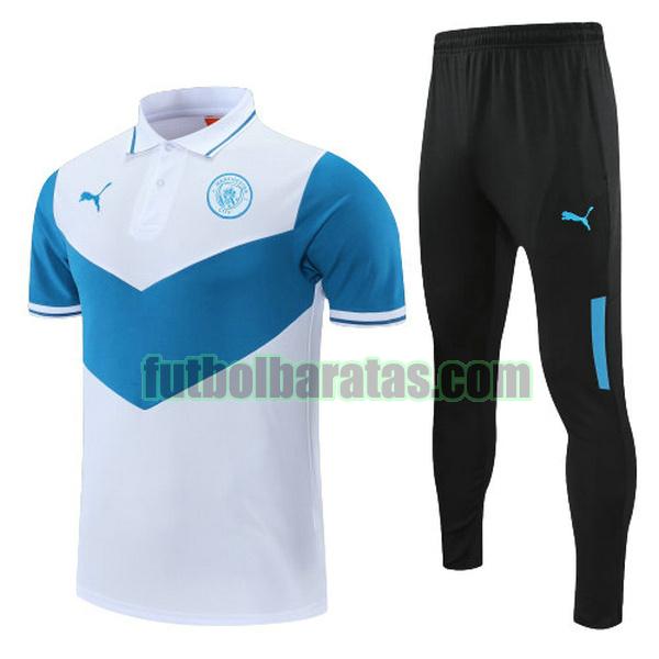 polo manchester city 2022 blanco azul conjunto