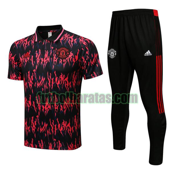 polo manchester united 2022 2023 rojo negro conjunto