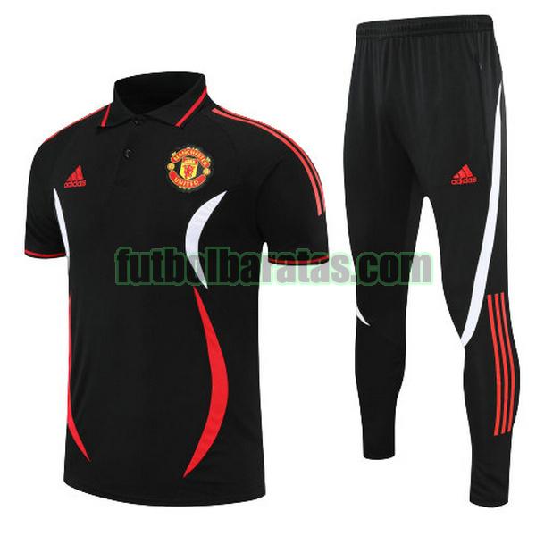 polo manchester united 2022 negro rojo blanco conjunto