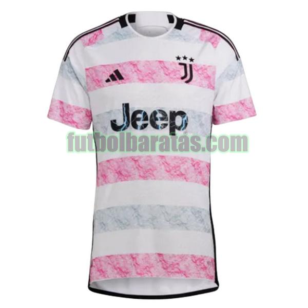 tailandia camiseta juventus 2023 2024 blanco rosa segunda