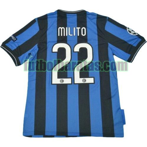 tailandia camiseta milito 22 inter milan ucl 2010-2011 primera equipacion