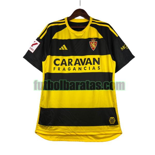 tailandia camiseta real zaragoza 2023 2024 amarillo negro segunda